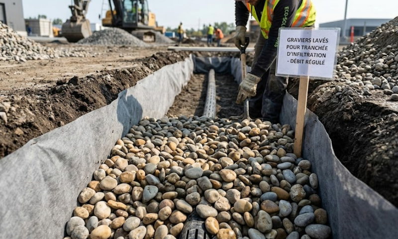 Matériaux pour tranchée d’infiltration : utilisation de gravier lavé