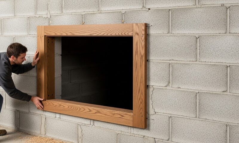 Habillage jambages ouverture mur parpaing