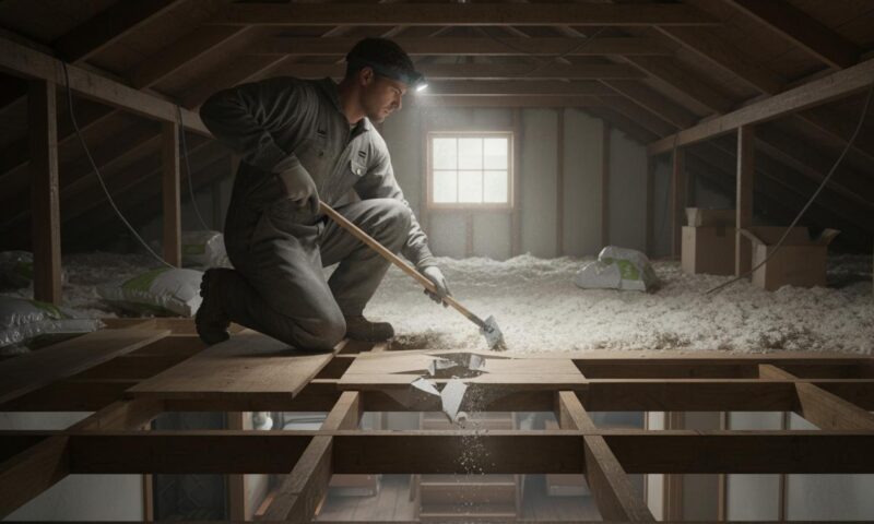 Épandage manuel : attention à ne pas marcher à travers le plafond