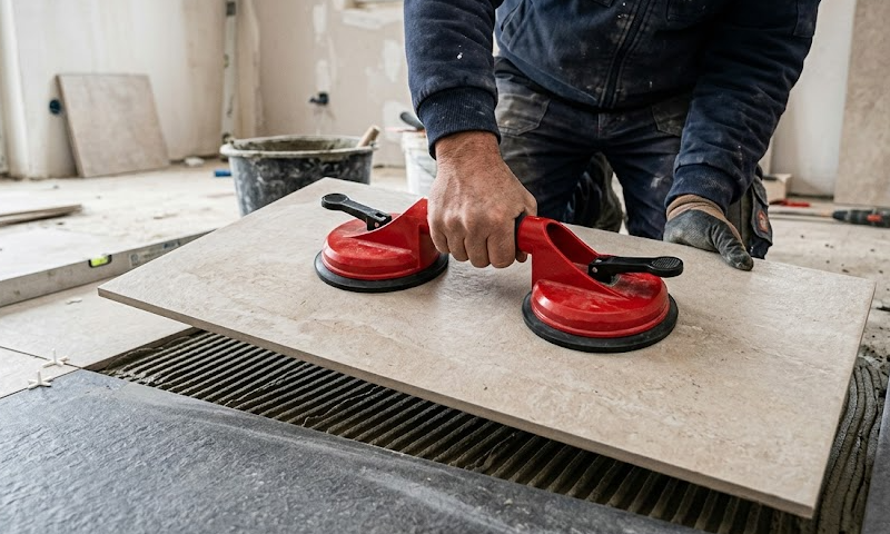 Ajuster la pose millimétrée avec une ventouse carrelage